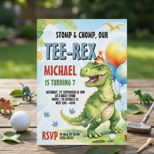 Tee-Rex Golf Dinosaur Mini Golf Birthday Party Invitation