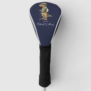 Tee-Rex Golfer Dinosaur Signature Name Navy Blue Golf Head Cover