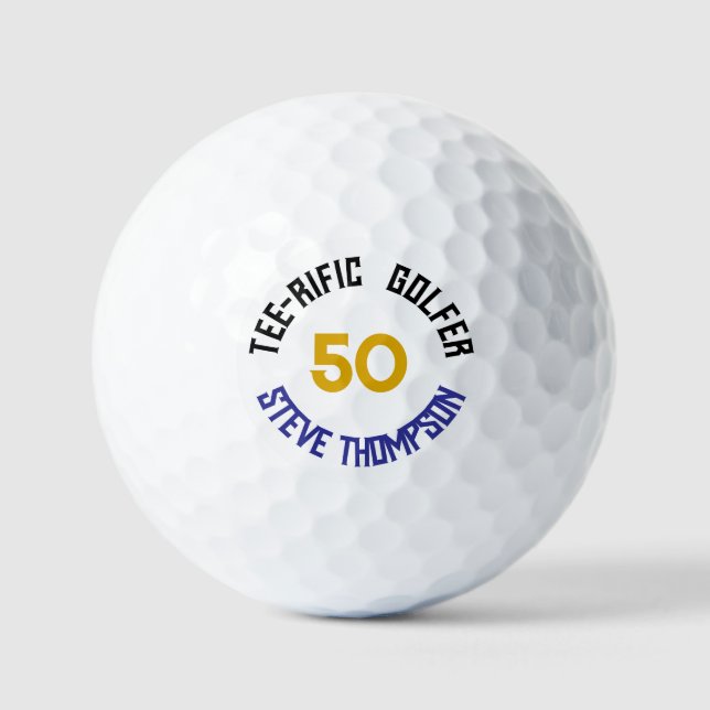 Tee-rific 50th Birthday Personalized Golf Balls (Front)