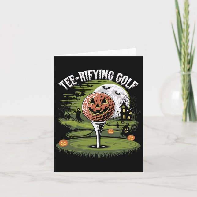 Tee-rifying Golf Halloween Golf Spooky Night  Card (Front)