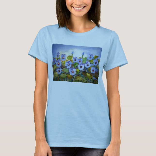 Tee shirt blue pansies (Front)
