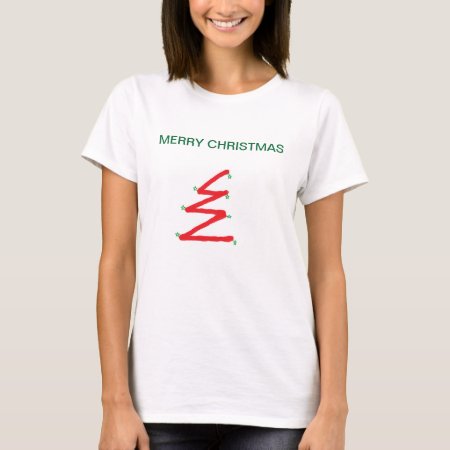 Tee Shirt Christmas Tree Womens Red White And Gree