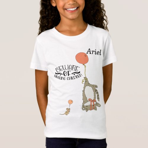Tee Shirt for Young Girl with a Mouse  Cat