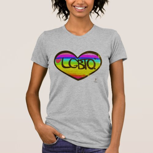 Tee Shirt LGBTQ Rainbow Heart