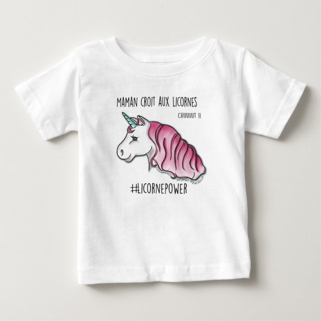 Tee-shirt “my mother believes in the unicorns” * baby T-Shirt (Front)