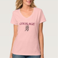 TEE SHIRT VEE NECK COURAGE SYMBOL WOMENS