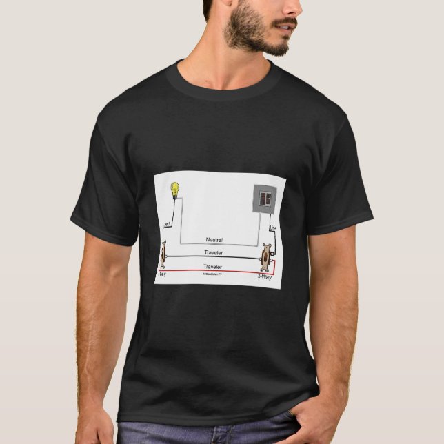 Tee Shirt With a Three-Way Switch Wiring Diagram (Front)