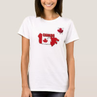 TEE SHIRT WOMEN CANADA MAP RED AND WHITE