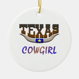 TEE Texas Cowgirl Ceramic Ornament