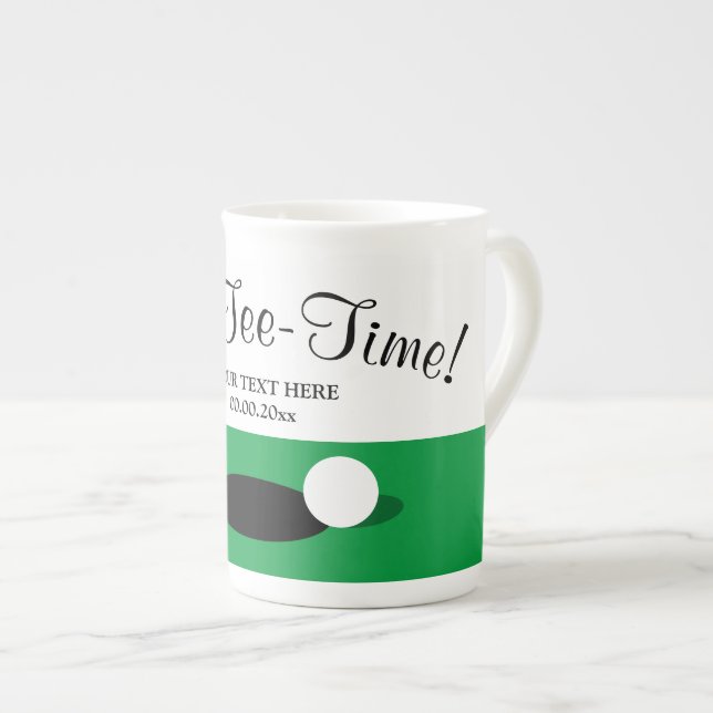 Tee-time funny tea mug gift for golf players (Front Right)