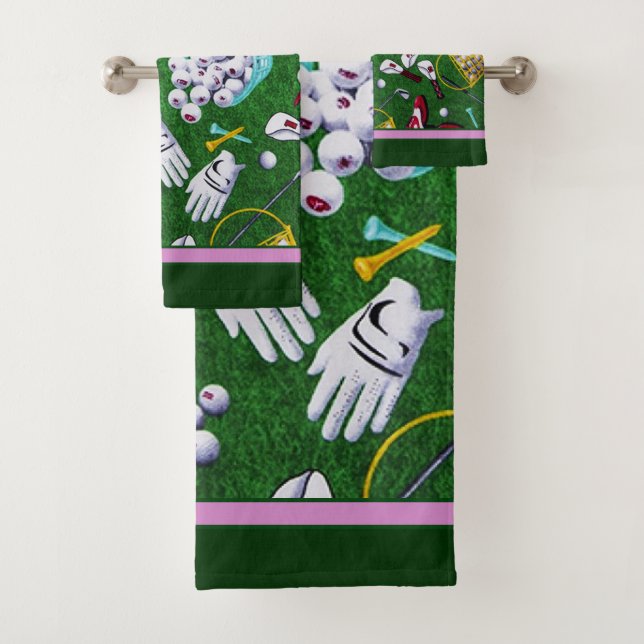 Tee Time Girly Golf Bath Towel Set (Insitu)