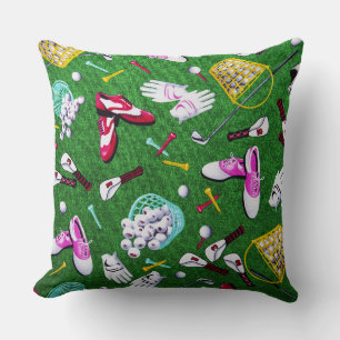 Tee Time Girly Golf Throw Pillow