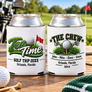 Tee Time Golf Crew Custom Golf Trip Can Cooler