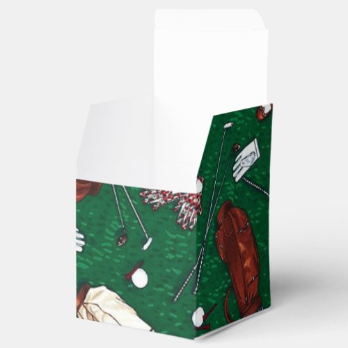 Tee Time Golf Pattern Cube Favor Box