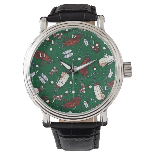 Tee Time Golf Pattern Wrist Watch (Front)