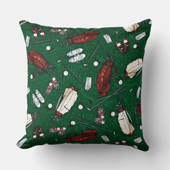 Tee Time Golf Throw Pillow (Front)