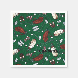 Tee Time Green Golf Pattern Napkins