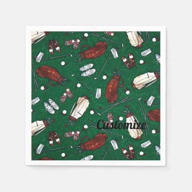 Tee Time Green Golf Pattern Napkins (Front)