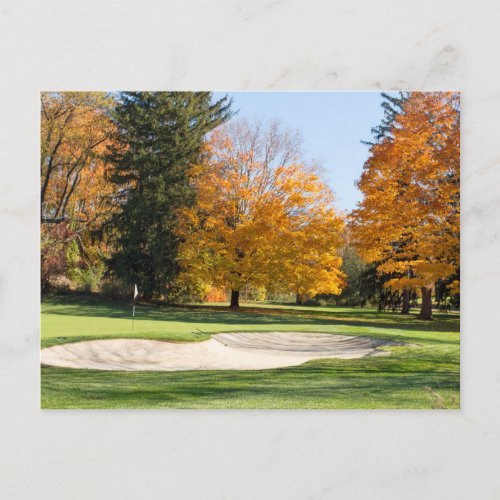 Tee Time in Autumn Postcard