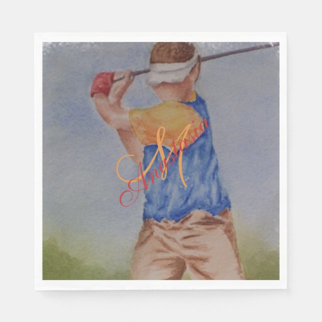 TEE TIME MONOGRAM PARTY PAPER NAPKINS (Front)