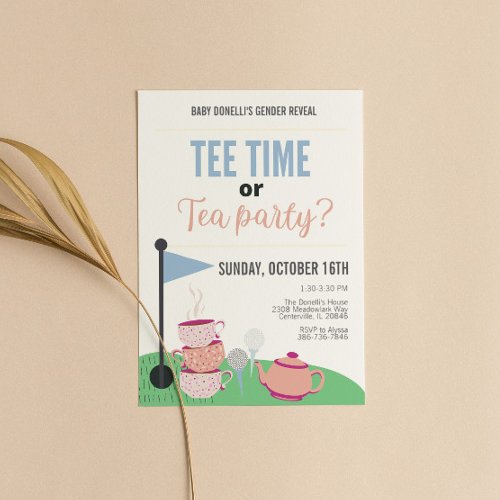 Tee time or Tea Time Gender Reveal Invitation