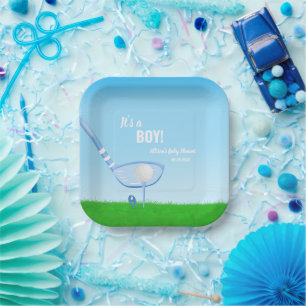 Tee Up Blue Golf It's a Boy! Baby Shower Paper Plates