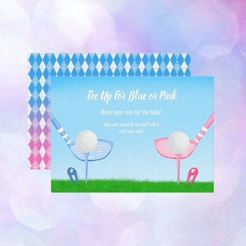 Tee Up Blue or Pink Golf Gender Reveal Vote  Enclosure Card