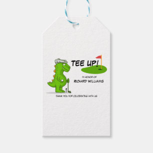 Tee Up Retired Golf Dinosaur Player Comic Gift Tags