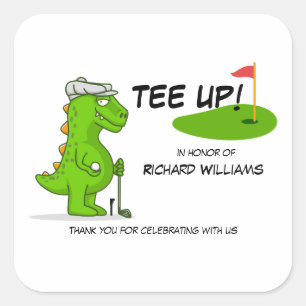 Tee Up Retired Golf Dinosaur Player Comic Square Sticker