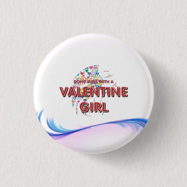 TEE Valentine Girl Humor Ladies T-Shirts Button (Front)