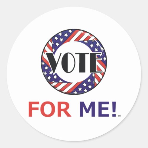TEE Vote For Me Classic Round Sticker