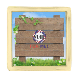 TEE Vote for Me Gold Finish Lapel Pin