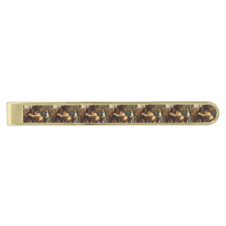 TEE Wild West Wrestling Gold Finish Tie Clip