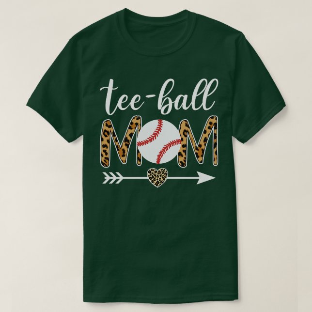 Teeball Mom Leopard Funny Teeball Mom Mothers Day T-Shirt (Design Front)
