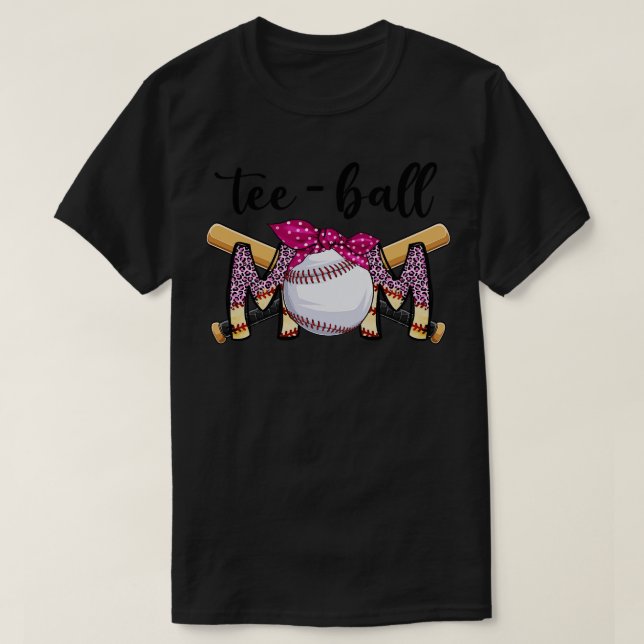 Teeball Mom Leopard Mom Funny Ball Mom Mothers Day T-Shirt (Design Front)