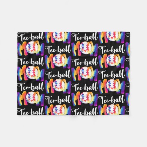 Teeball Mom Tie Dye Funny Ball Mom Mothers Day  Fleece Blanket