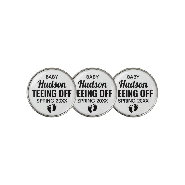 Teeing Off Baby Reveal Pregnancy Announcement Golf Golf Ball Marker (3 Up)