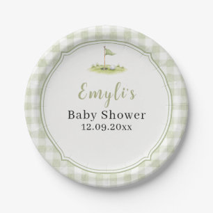 Teeing Up for Baby Sage Green Golf Baby Shower Paper Plates