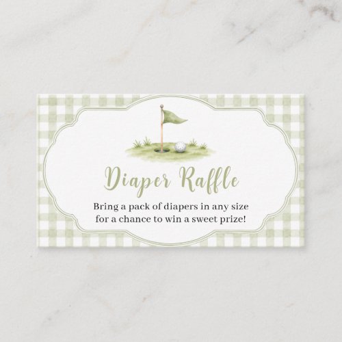 Teeing Up for Baby Sage Green Golf Diaper Raffle Enclosure Card