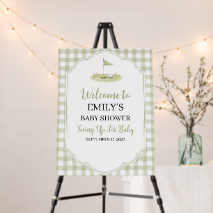 Teeing Up for Baby Sage Green Golf Welcome Sign
