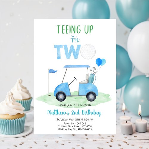 Teeing Up for Two Blue Boy Golf First Birthday Invitation