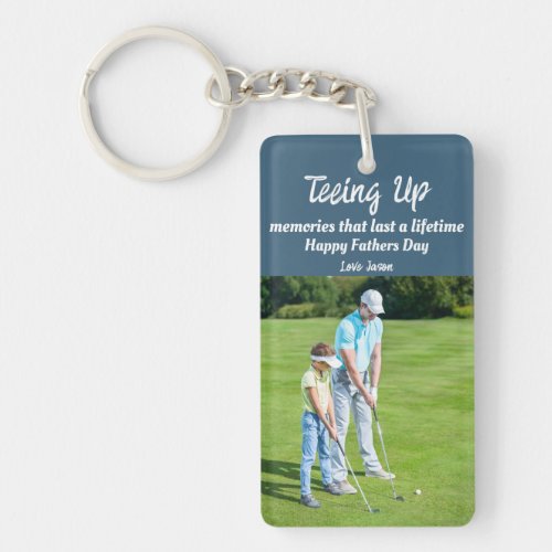 Teeing Up Memories Fathers Day 2 Photo Gift Keychain