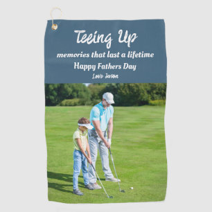 Teeing Up Memories Fathers Day Photo Gift Golf Towel