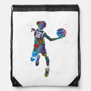 Teen Basketball Player Drawstring Bag