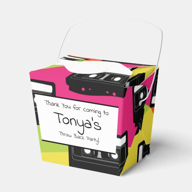Teen Birthday 80s 90s Neon Favor Box (Front Side)