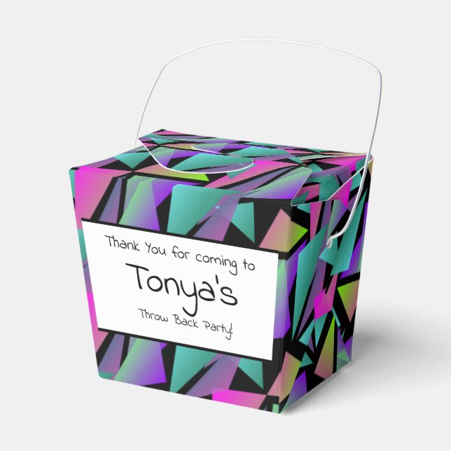 Teen Birthday 80s 90s Neon Gemetrical Favor Box (Front Side)