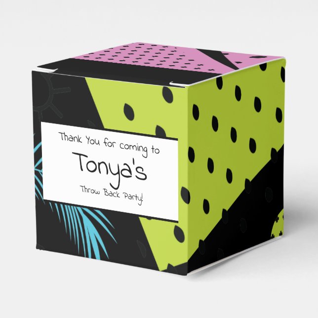 Teen Birthday 80s 90s Neon Tropical Favor Box (Front Side)