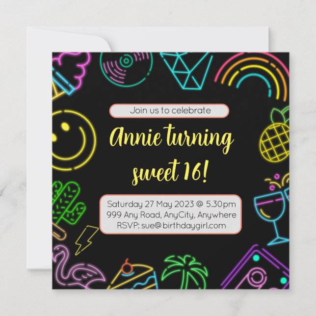 Teen birthday invitation - editable (Front)