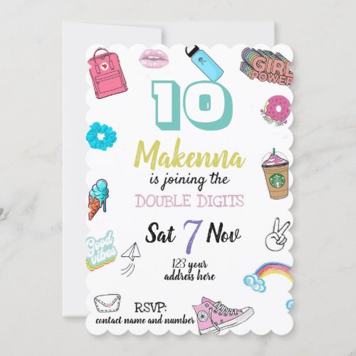 Teen Birthday invitation, Vsco, Double Digits