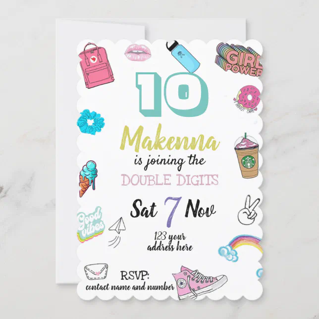 Teen Birthday invitation, Vsco, Double Digits Invitation | Zazzle